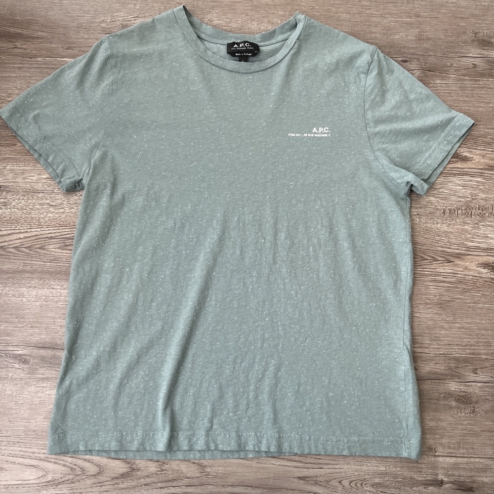 APC Standard Rue Madame T Shirt Mens Small Green Organic Cotton French